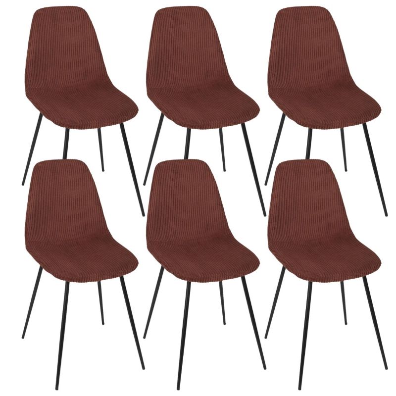 Lot de 6 chaises en velours côtelé coloris terracotta - AMORY