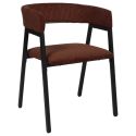 Lot de 4 fauteuils de table design en métal et velours côtelé coloris terracotta - AMORY