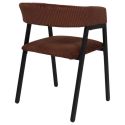 Lot de 4 fauteuils de table design en métal et velours côtelé coloris terracotta - AMORY