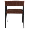 Lot de 4 fauteuils de table design en métal et velours côtelé coloris terracotta - AMORY