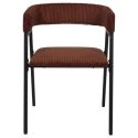 Lot de 4 fauteuils de table design en métal et velours côtelé coloris terracotta - AMORY