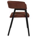 Lot de 4 fauteuils de table design en métal et velours côtelé coloris terracotta - AMORY