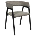 Lot de 4 fauteuils de table design en métal et velours côtelé coloris taupe - AMORY