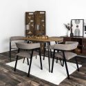 Lot de 4 fauteuils de table design en métal et velours côtelé coloris taupe - AMORY