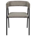 Lot de 4 fauteuils de table design en métal et velours côtelé coloris taupe - AMORY