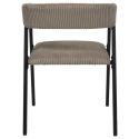 Lot de 4 fauteuils de table design en métal et velours côtelé coloris taupe - AMORY