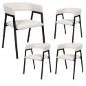 Lot de 4 fauteuils de table design en métal et velours côtelé coloris crème - AMORY