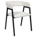 Lot de 4 fauteuils de table design en métal et velours côtelé coloris crème - AMORY