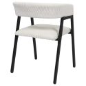 Lot de 4 fauteuils de table design en métal et velours côtelé coloris crème - AMORY
