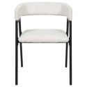 Lot de 4 fauteuils de table design en métal et velours côtelé coloris crème - AMORY