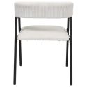 Lot de 4 fauteuils de table design en métal et velours côtelé coloris crème - AMORY