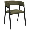 Lot de 4 fauteuils de table design en métal et velours côtelé coloris vert - AMORY
