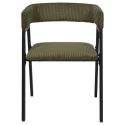 Lot de 4 fauteuils de table design en métal et velours côtelé coloris vert - AMORY