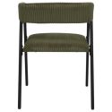 Lot de 4 fauteuils de table design en métal et velours côtelé coloris vert - AMORY