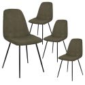 Lot de 4 chaises en velours côtelé coloris vert - AMORY