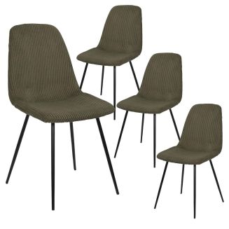 Lot de 4 chaises en velours côtelé coloris vert - AMORY
