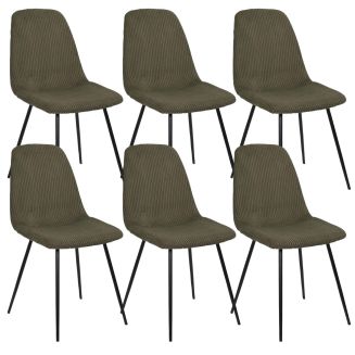 Lot de 6 chaises en velours côtelé coloris vert - AMORY