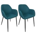Lot de 2 fauteuils de table en tissu texturé maille 3D bleu - ELECTRON