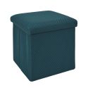 Pouf coffre carré pliable en tissu texturé maille 3D bleu - ELECTRON