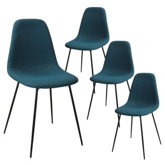 Lot de 4 chaises en tissu texturé maille 3D bleu - ELECTRON