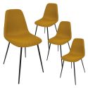 Lot de 4 chaises en tissu texturé maille 3D jaune - ELECTRON