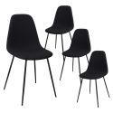 Lot de 4 chaises en tissu texturé maille 3D noir - ELECTRON