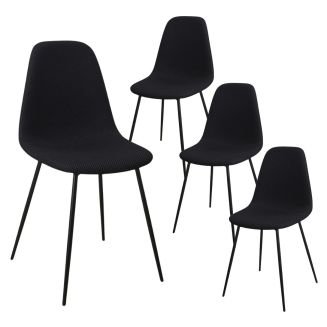 Lot de 4 chaises en tissu texturé maille 3D noir - ELECTRON