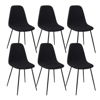 Lot de 6 chaises en tissu texturé maille 3D noir - ELECTRON