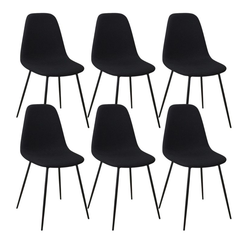 Lot de 6 chaises en tissu texturé maille 3D noir - ELECTRON