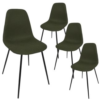 Lot de 4 chaises en tissu texturé maille 3D kaki - ELECTRON