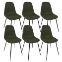 Lot de 6 chaises en tissu texturé maille 3D kaki - ELECTRON