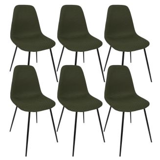 Lot de 6 chaises en tissu texturé maille 3D kaki - ELECTRON