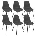 Lot de 6 chaises en tissu texturé maille 3D gris - ELECTRON