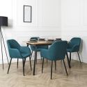 Lot de 4 fauteuils de table en tissu texturé maille 3D bleu - ELECTRON