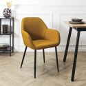 Lot de 4 fauteuils de table en tissu texturé maille 3D jaune - ELECTRON