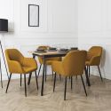 Lot de 4 fauteuils de table en tissu texturé maille 3D jaune - ELECTRON