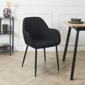 Lot de 4 fauteuils de table en tissu texturé maille 3D noir - ELECTRON