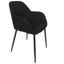 Lot de 4 fauteuils de table en tissu texturé maille 3D noir - ELECTRON