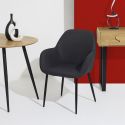 Lot de 4 fauteuils de table en tissu texturé maille 3D noir - ELECTRON