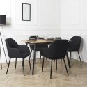 Lot de 4 fauteuils de table en tissu texturé maille 3D noir - ELECTRON