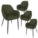 Lot de 4 fauteuils de table en tissu texturé maille 3D kaki - ELECTRON