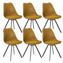 Lot de 6 chaises coque plastique et coussin en tissu texturé maille 3D jaune - ELECTRON