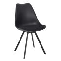 Lot de 4 chaises coque plastique et coussin en tissu texturé maille 3D noir - ELECTRON