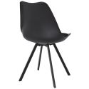 Lot de 4 chaises coque plastique et coussin en tissu texturé maille 3D noir - ELECTRON
