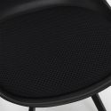 Lot de 4 chaises coque plastique et coussin en tissu texturé maille 3D noir - ELECTRON