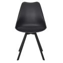 Lot de 6 chaises coque plastique et coussin en tissu texturé maille 3D noir - ELECTRON