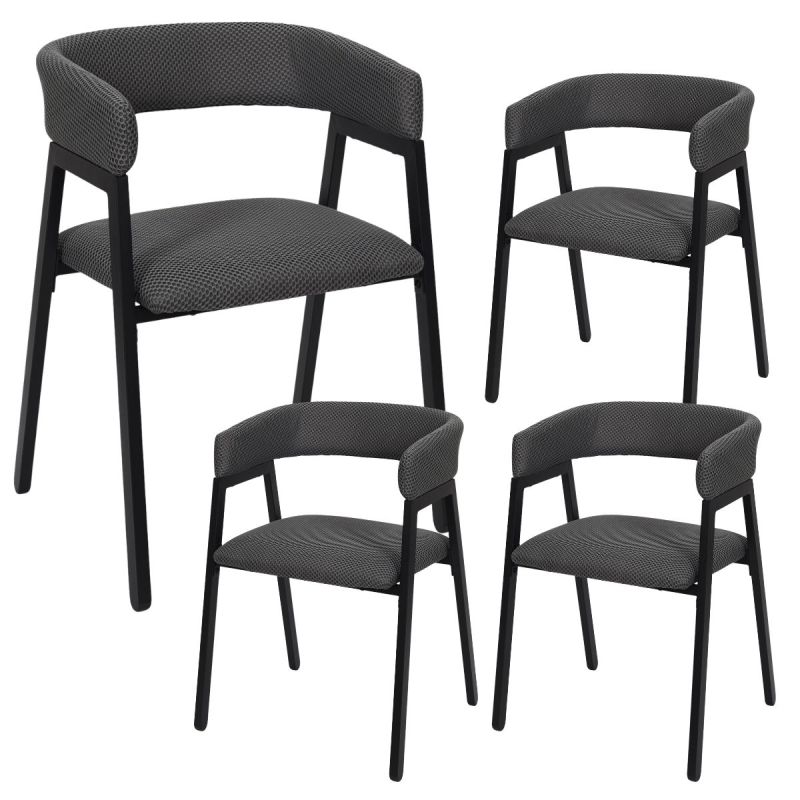 Lot de 4 fauteuils design de table en tissu texturé maille 3D gris - ELECTRON