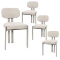 Lot de 4 chaises assise et dossier rembourré et tissu toucher doux beige pieds métal design - STUBBY