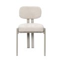 Lot de 4 chaises assise et dossier rembourré et tissu toucher doux beige pieds métal design - STUBBY