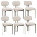Lot de 6 chaises assise et dossier rembourré et tissu toucher doux beige pieds métal design - STUBBY